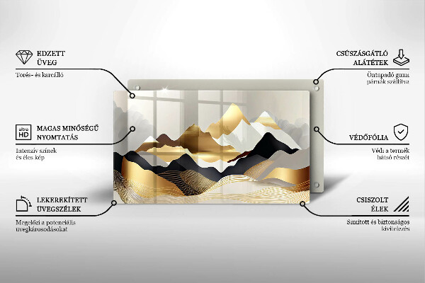 Steklena podloga za rezanje Abstraktne zlate gore