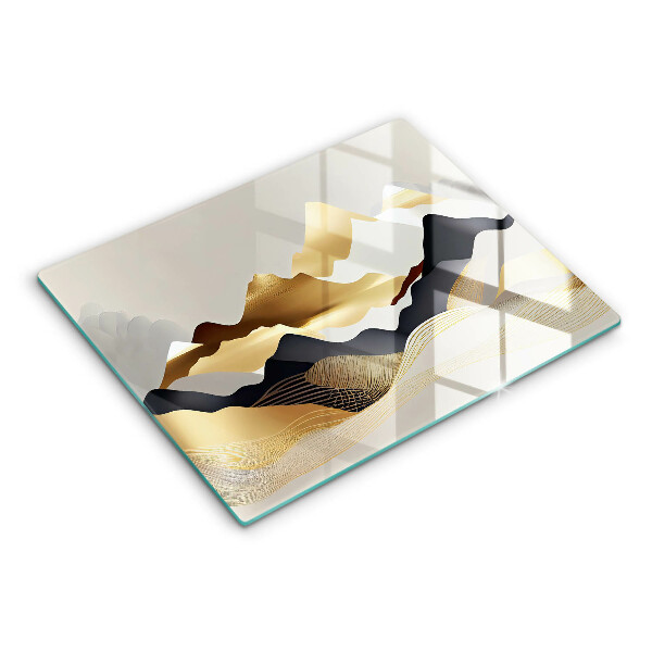 Steklena podloga za rezanje Abstraktne zlate gore