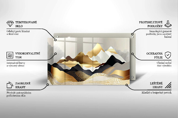 Steklena podloga za rezanje Abstraktne zlate gore