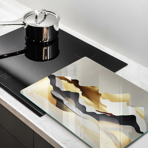 Steklena podloga za rezanje Abstraktne zlate gore