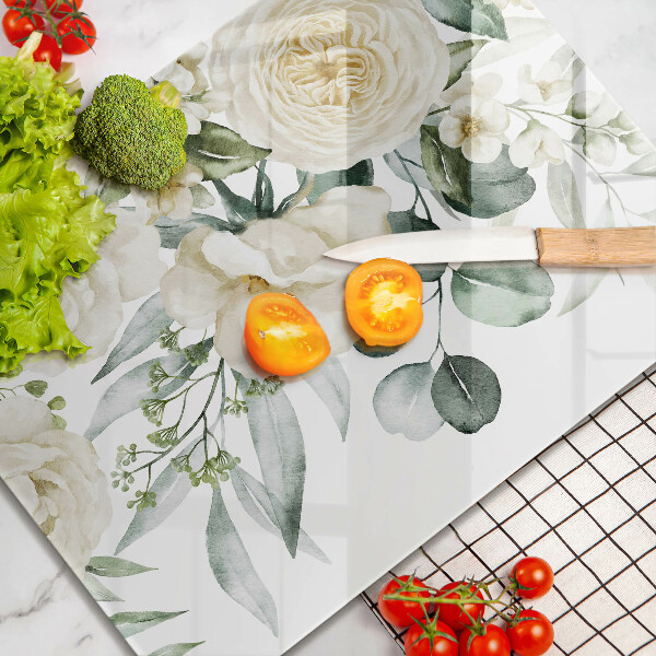 Steklena podloga za rezanje Akvarelne rože