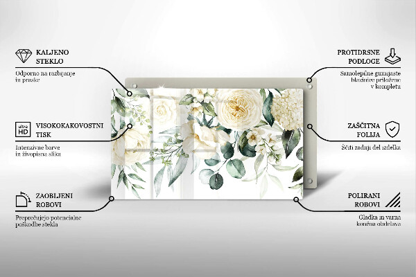 Steklena podloga za rezanje Akvarelne rože