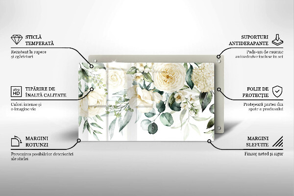 Steklena podloga za rezanje Akvarelne rože