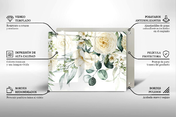Steklena podloga za rezanje Akvarelne rože