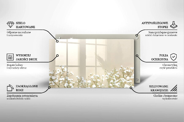 Steklena podloga za rezanje Boho rože iz mavca