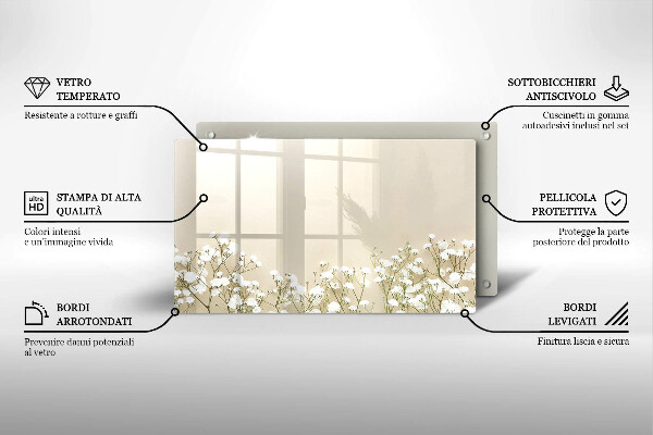 Steklena podloga za rezanje Boho rože iz mavca