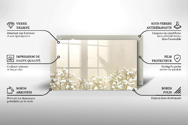 Steklena podloga za rezanje Boho rože iz mavca