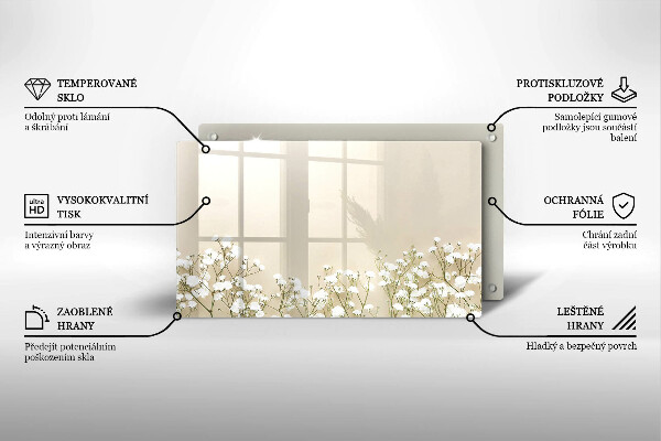 Steklena podloga za rezanje Boho rože iz mavca