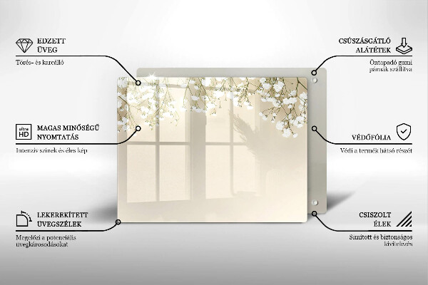 Steklena podloga za rezanje Boho rože iz mavca