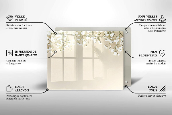 Steklena podloga za rezanje Boho rože iz mavca