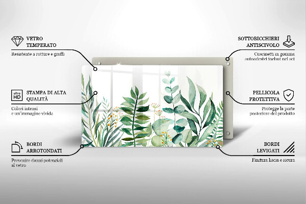 Steklena podloga za rezanje Ilustracija rastlinskih listov