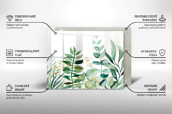 Steklena podloga za rezanje Ilustracija rastlinskih listov