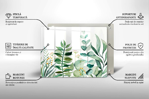 Steklena podloga za rezanje Ilustracija rastlinskih listov