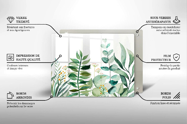 Steklena podloga za rezanje Ilustracija rastlinskih listov