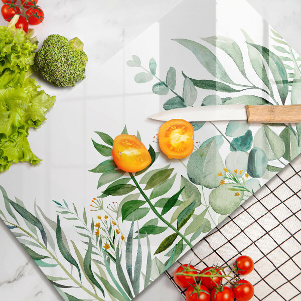 Steklena podloga za rezanje Ilustracija rastlinskih listov