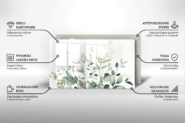 Steklena podloga za rezanje Akvarelne rastline