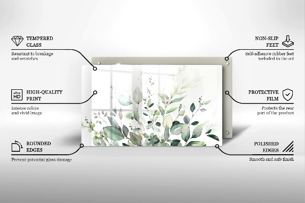 Steklena podloga za rezanje Akvarelne rastline