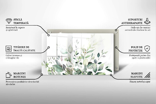 Steklena podloga za rezanje Akvarelne rastline