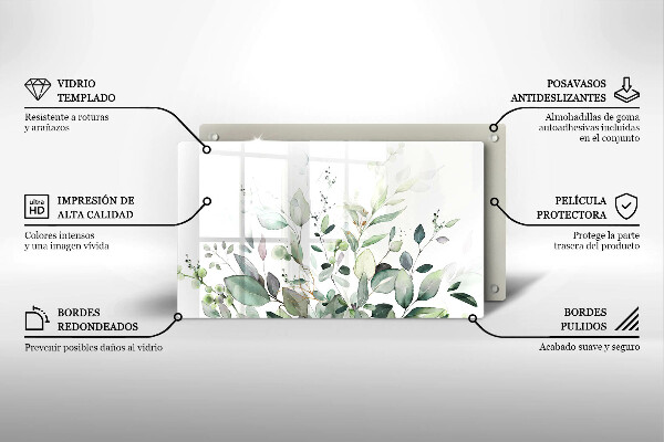 Steklena podloga za rezanje Akvarelne rastline