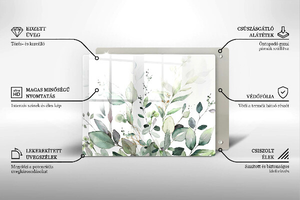 Steklena podloga za rezanje Akvarelne rastline