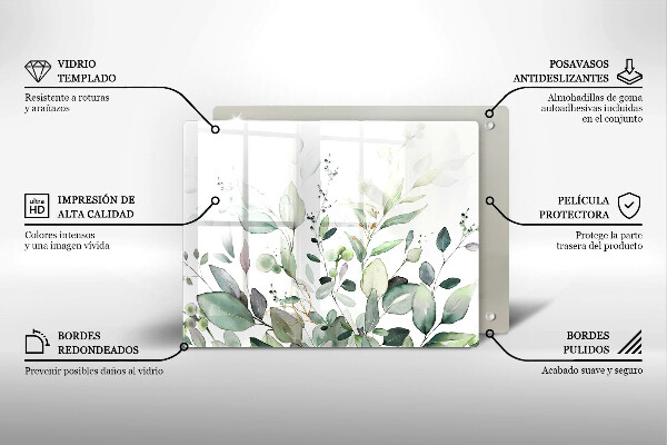 Steklena podloga za rezanje Akvarelne rastline