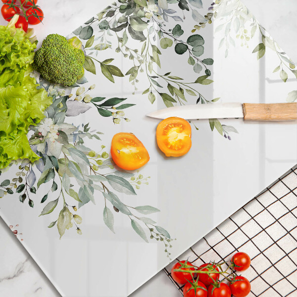 Steklena podloga za rezanje Okrasni listi in cvetovi