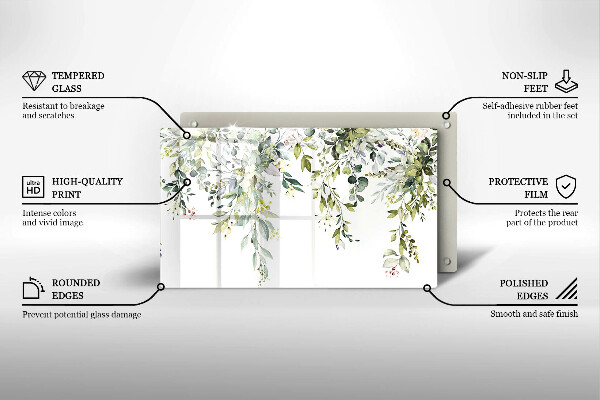 Steklena podloga za rezanje Okrasni listi in cvetovi