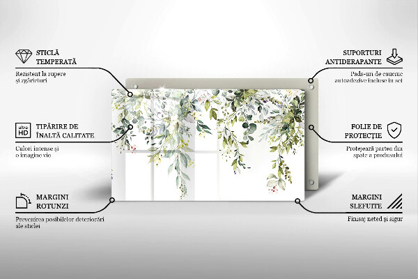 Steklena podloga za rezanje Okrasni listi in cvetovi