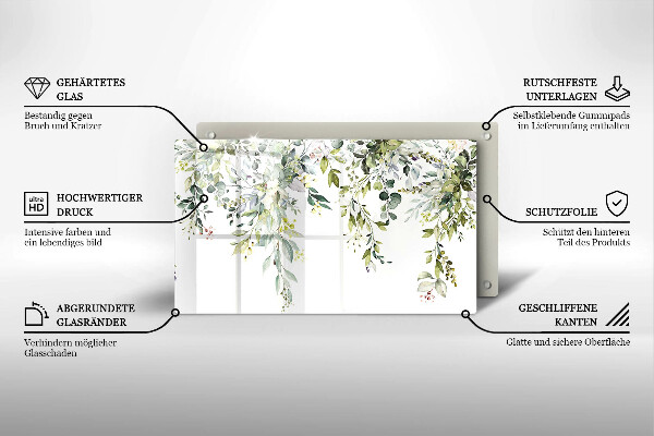 Steklena podloga za rezanje Okrasni listi in cvetovi