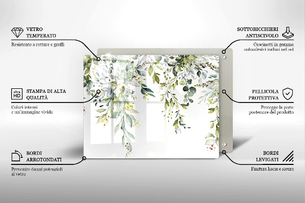 Steklena podloga za rezanje Okrasni listi in cvetovi