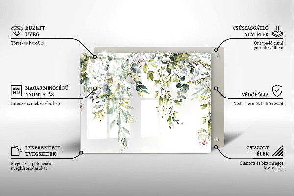 Steklena podloga za rezanje Okrasni listi in cvetovi