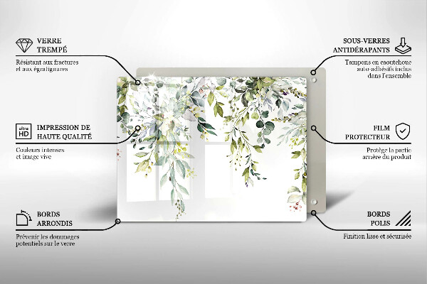 Steklena podloga za rezanje Okrasni listi in cvetovi