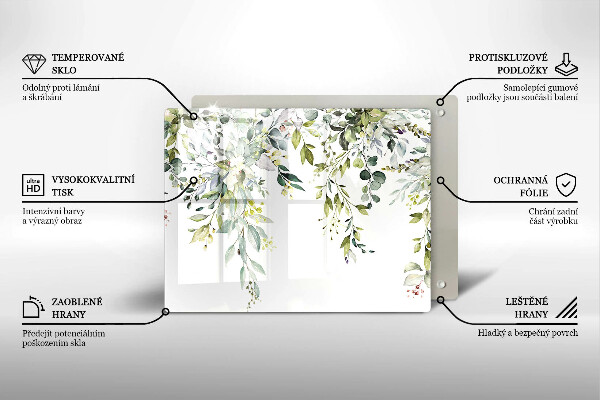 Steklena podloga za rezanje Okrasni listi in cvetovi