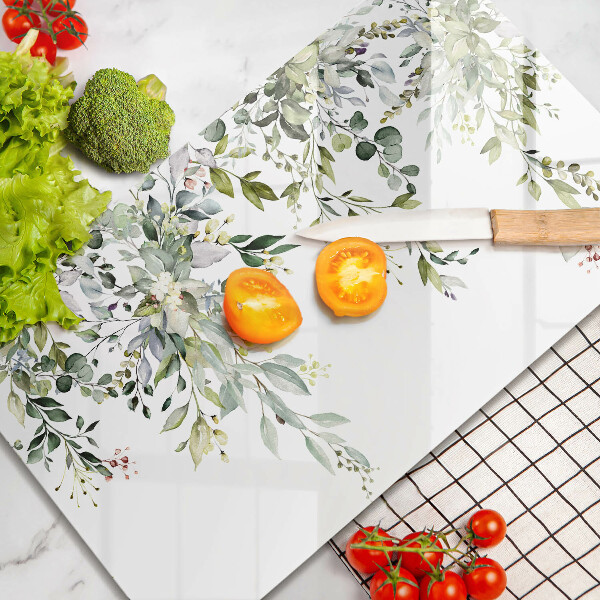 Steklena podloga za rezanje Okrasni listi in cvetovi