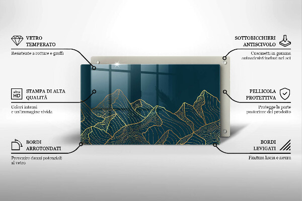 Steklena podloga za rezanje Abstraktne gore