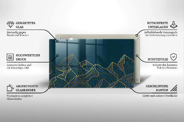 Steklena podloga za rezanje Abstraktne gore