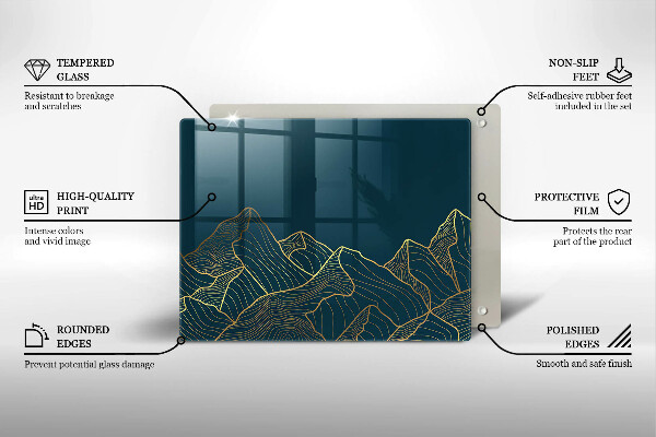 Steklena podloga za rezanje Abstraktne gore
