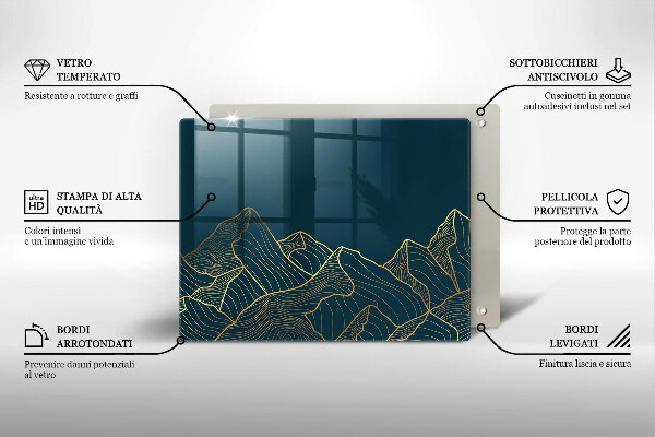 Steklena podloga za rezanje Abstraktne gore
