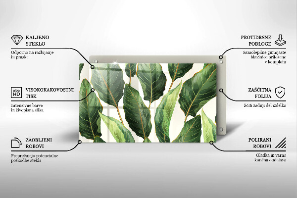 Steklena podloga za rezanje Bananini listi