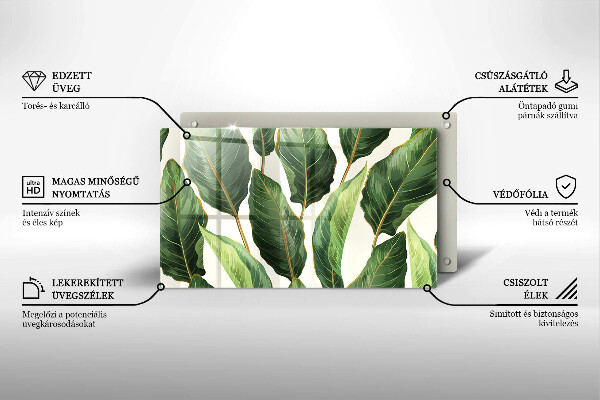 Steklena podloga za rezanje Bananini listi