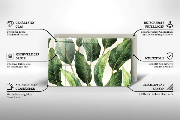 Steklena podloga za rezanje Bananini listi