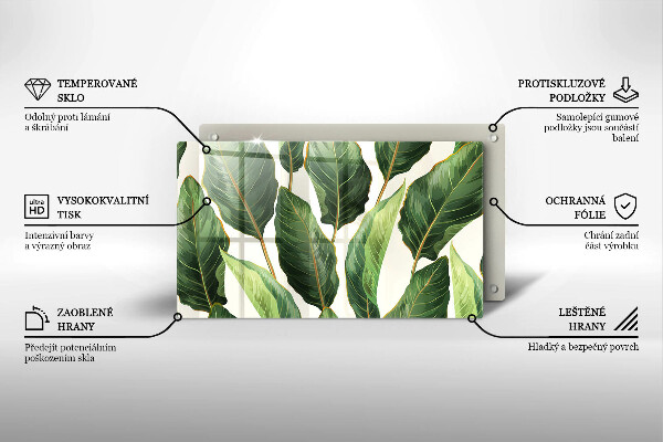 Steklena podloga za rezanje Bananini listi