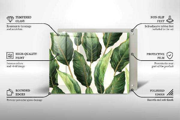 Steklena podloga za rezanje Bananini listi