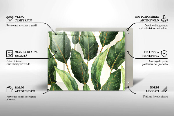 Steklena podloga za rezanje Bananini listi