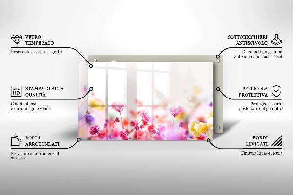 Steklena podloga za rezanje Cvetlični travnik