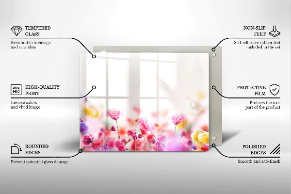 Steklena podloga za rezanje Cvetlični travnik