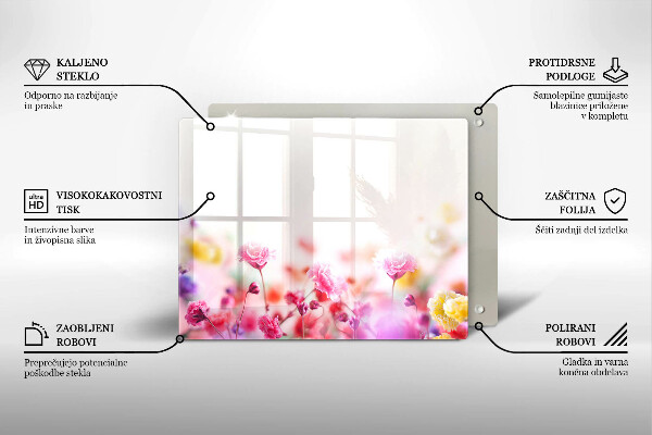 Steklena podloga za rezanje Cvetlični travnik