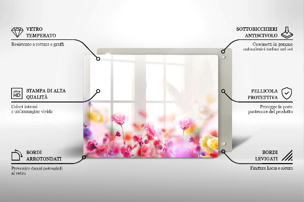 Steklena podloga za rezanje Cvetlični travnik