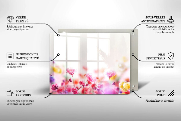 Steklena podloga za rezanje Cvetlični travnik