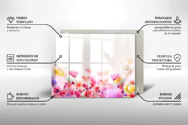 Steklena podloga za rezanje Cvetlični travnik